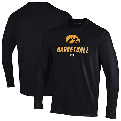 Men's Under Armour Black Iowa Hawkeyes Basketball Performance Long Sleeve T-Shirt