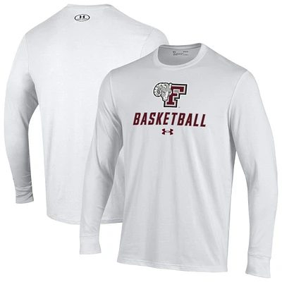 Men's Under Armour White Fordham Rams Basketball Performance Long Sleeve T-Shirt