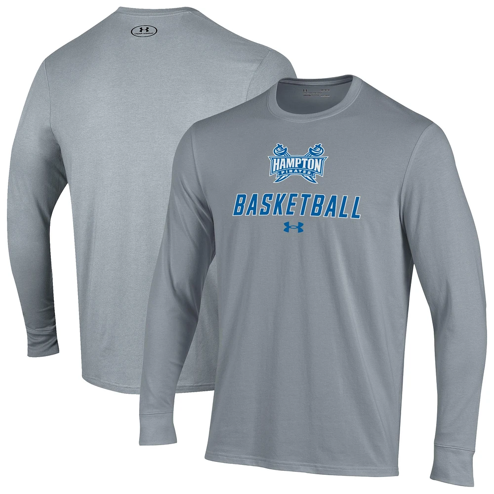 Men's Under Armour Gray Hampton Pirates Basketball Performance Long Sleeve T-Shirt