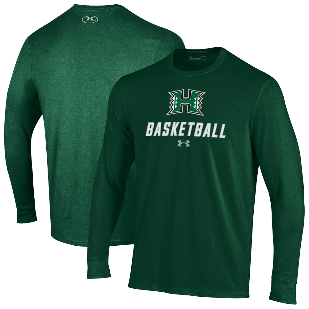 Men's Under Armour Hawaii Rainbow Warriors Basketball Performance Long Sleeve T-Shirt