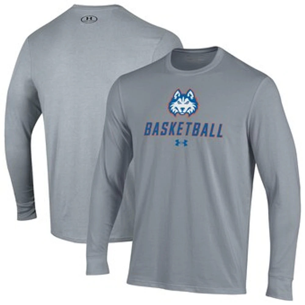 Men's Under Armour Gray Houston Christian Huskies Basketball Performance Long Sleeve T-Shirt