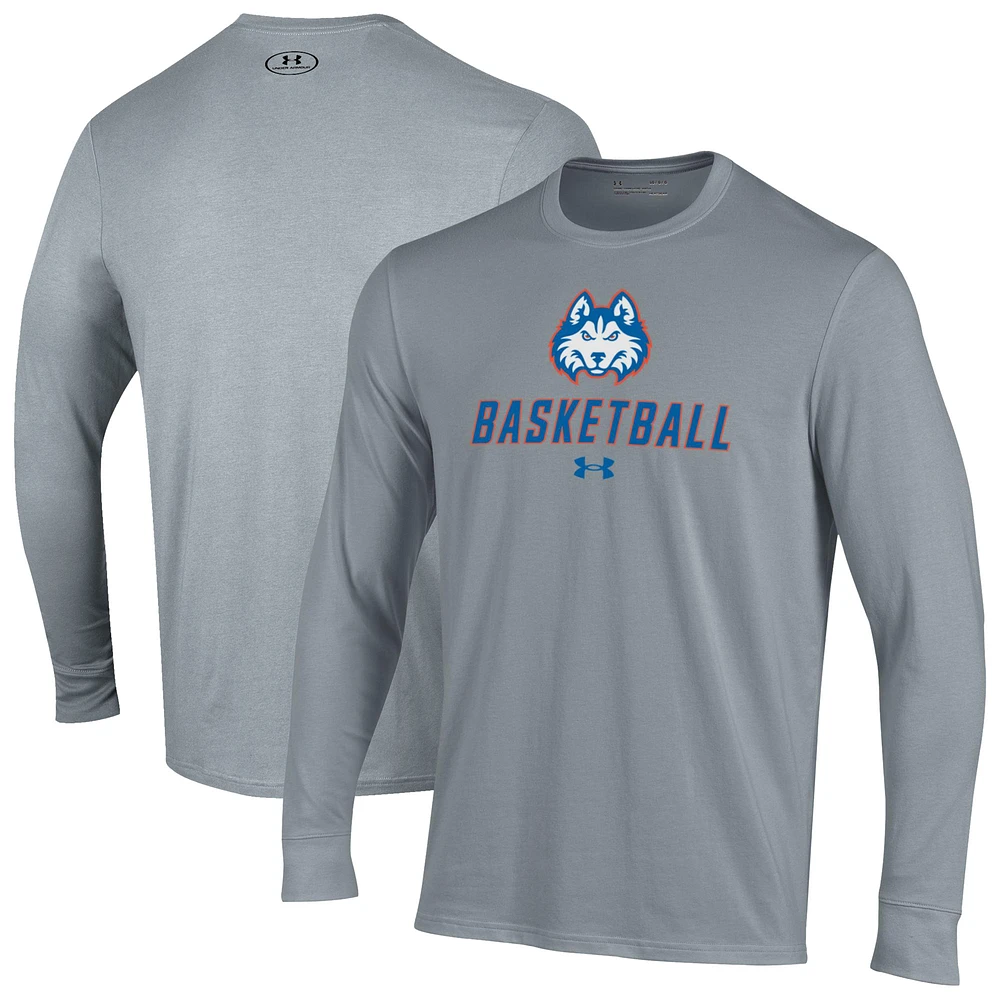 Men's Under Armour Gray Houston Christian Huskies Basketball Performance Long Sleeve T-Shirt