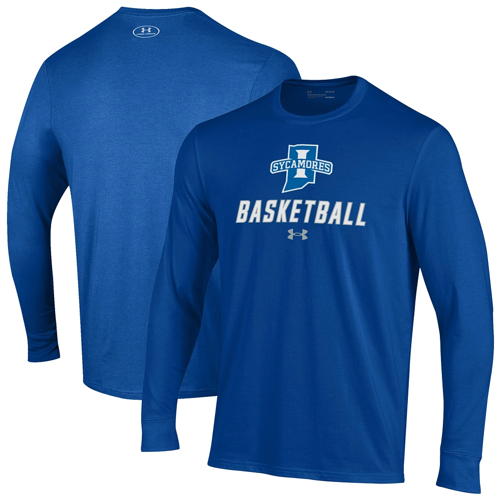 Men's Under Armour Royal Indiana State Sycamores Basketball Performance Long Sleeve T-Shirt