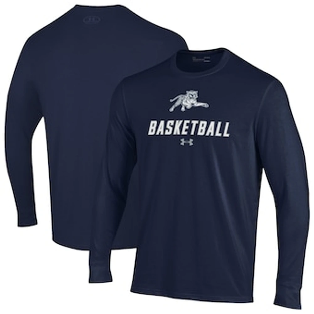 Men's Under Armour Navy Jackson State Tigers Basketball Performance Long Sleeve T-Shirt