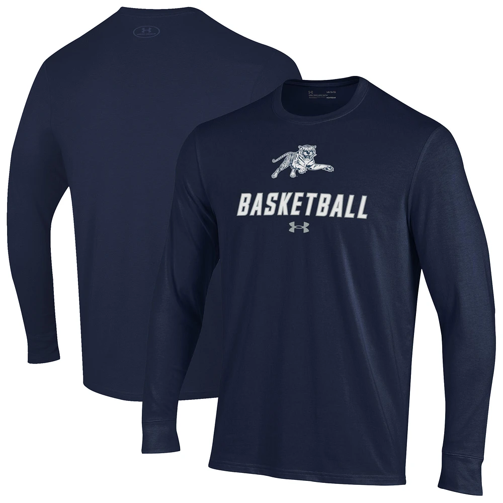 Men's Under Armour  Navy Jackson State Tigers Basketball Performance Long Sleeve T-Shirt