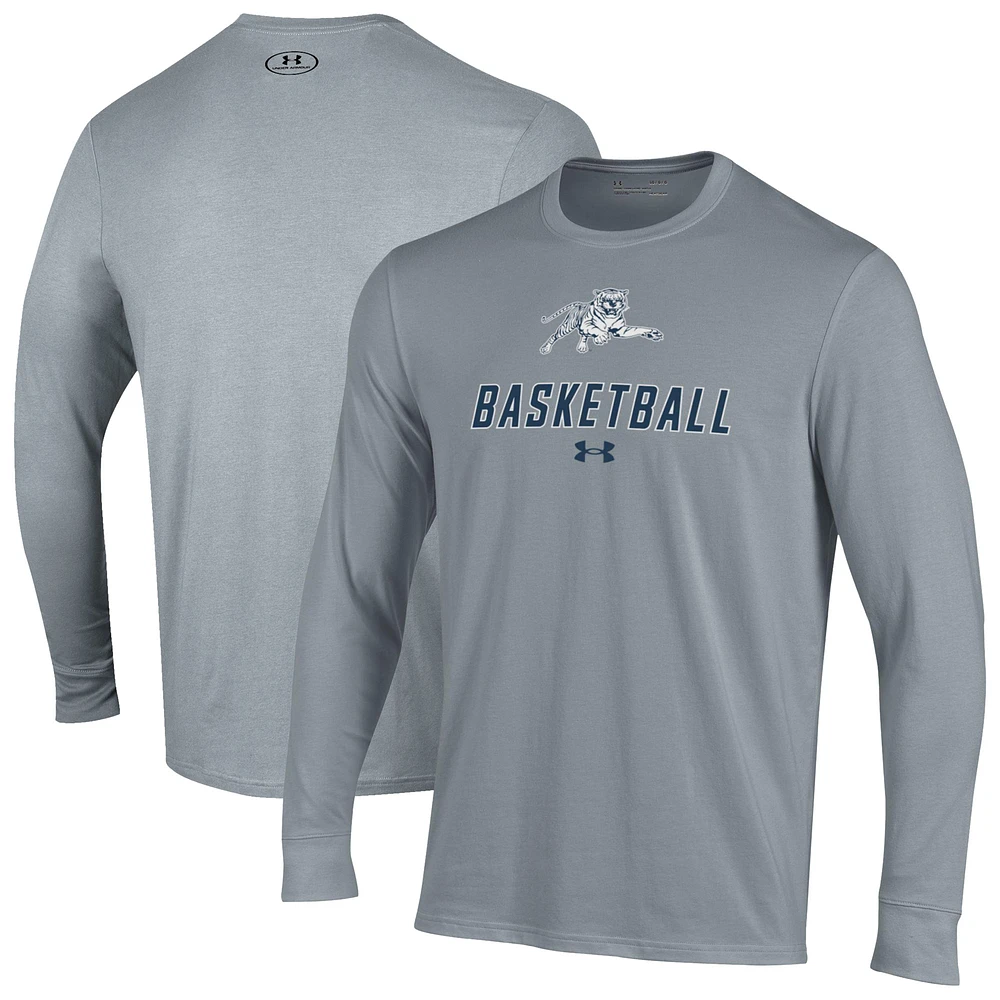 Men's Under Armour Gray Jackson State Tigers Basketball Performance Long Sleeve T-Shirt