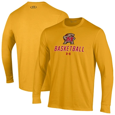 Men's Under Armour Gold Maryland Terrapins Basketball Performance Long Sleeve T-Shirt