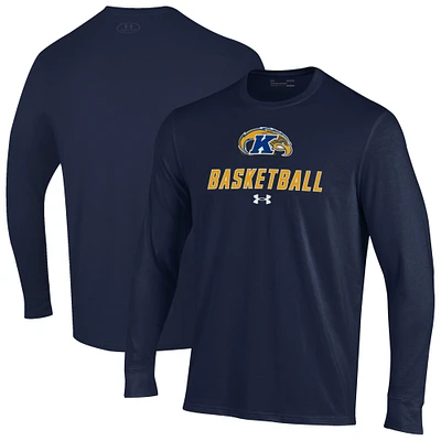 Men's Under Armour Navy Kent State Golden Flashes Basketball Performance Long Sleeve T-Shirt