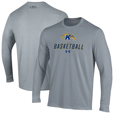 Men's Under Armour Gray Kent State Golden Flashes Basketball Performance Long Sleeve T-Shirt