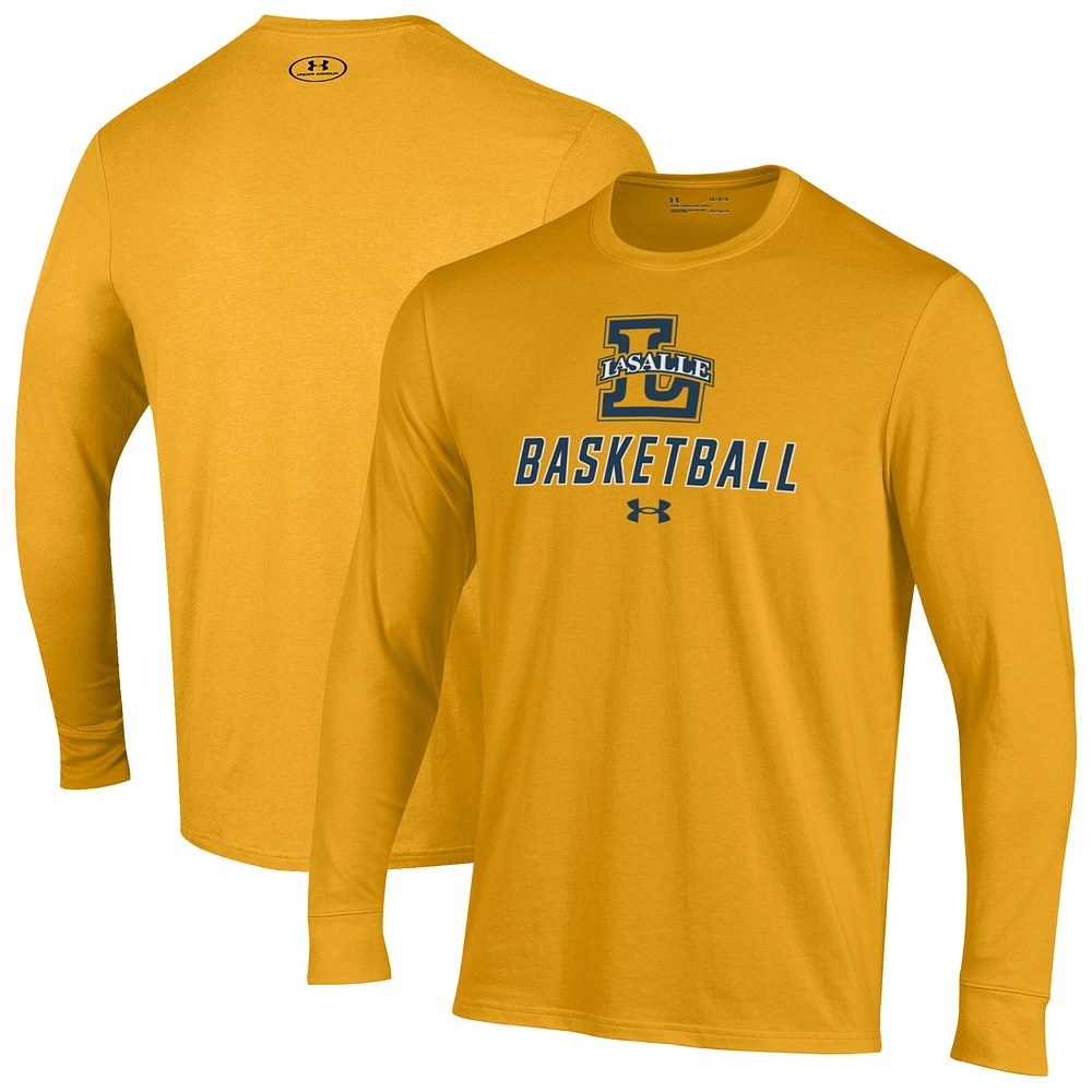 Men's Under Armour Gold La Salle Explorers Basketball Performance Long Sleeve T-Shirt