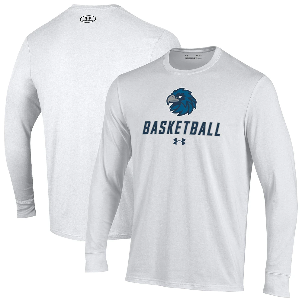 Men's Under Armour White Monmouth Hawks Basketball Performance Long Sleeve T-Shirt