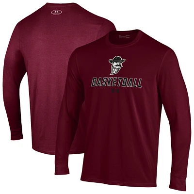 Men's Under Armour Crimson New Mexico State Aggies Basketball Performance Long Sleeve T-Shirt