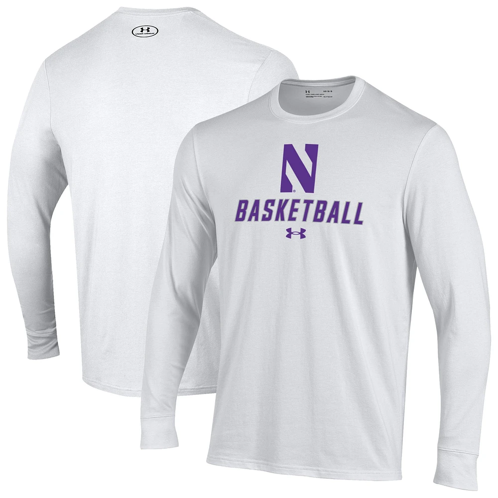 Men's Under Armour White Northwestern Wildcats Basketball Performance Long Sleeve T-Shirt