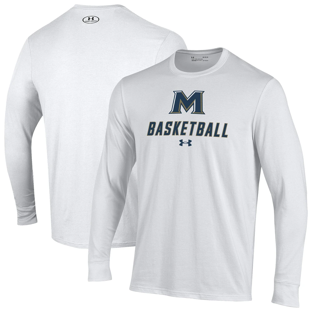 Men's Under Armour White Mount St. Mary's Mountaineers Basketball Performance Long Sleeve T-Shirt
