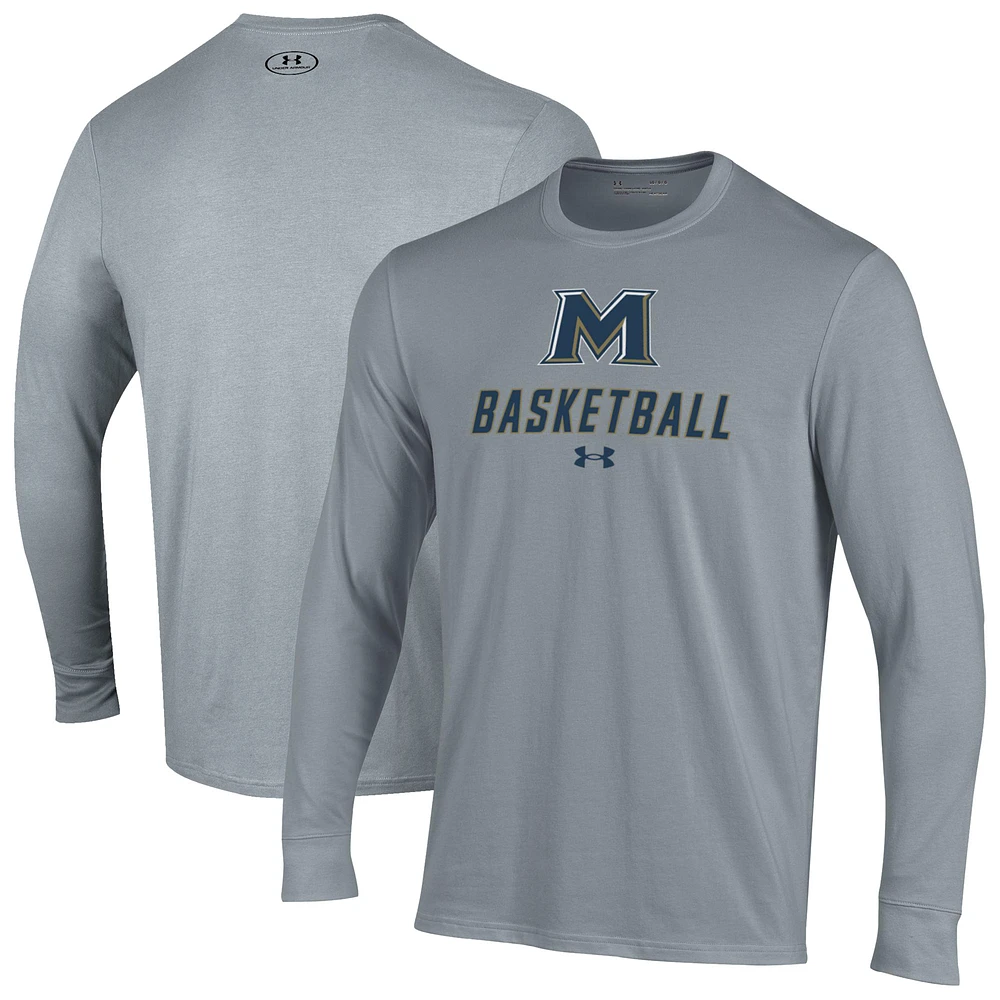 Men's Under Armour Gray Mount St. Mary's Mountaineers Basketball Performance Long Sleeve T-Shirt