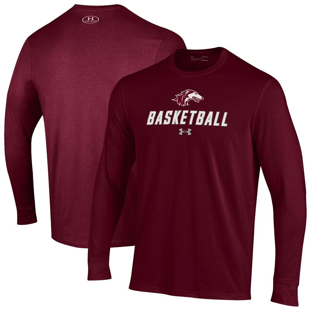 Men's Under Armour Maroon Southern Illinois Salukis Basketball Performance Long Sleeve T-Shirt