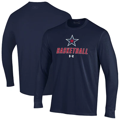Men's Under Armour Navy Robert Morris Colonials Basketball Performance Long Sleeve T-Shirt