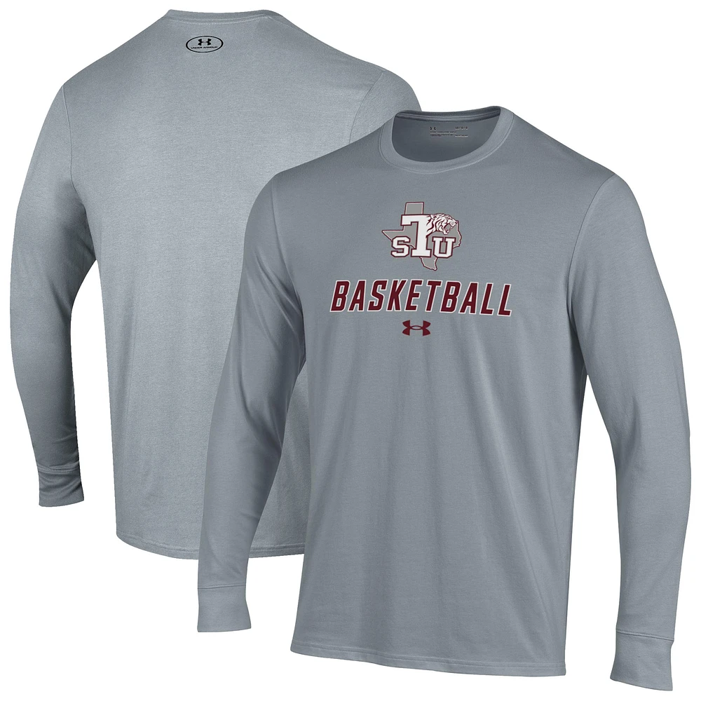 Men's Under Armour Gray Texas Southern Tigers Basketball Performance Long Sleeve T-Shirt