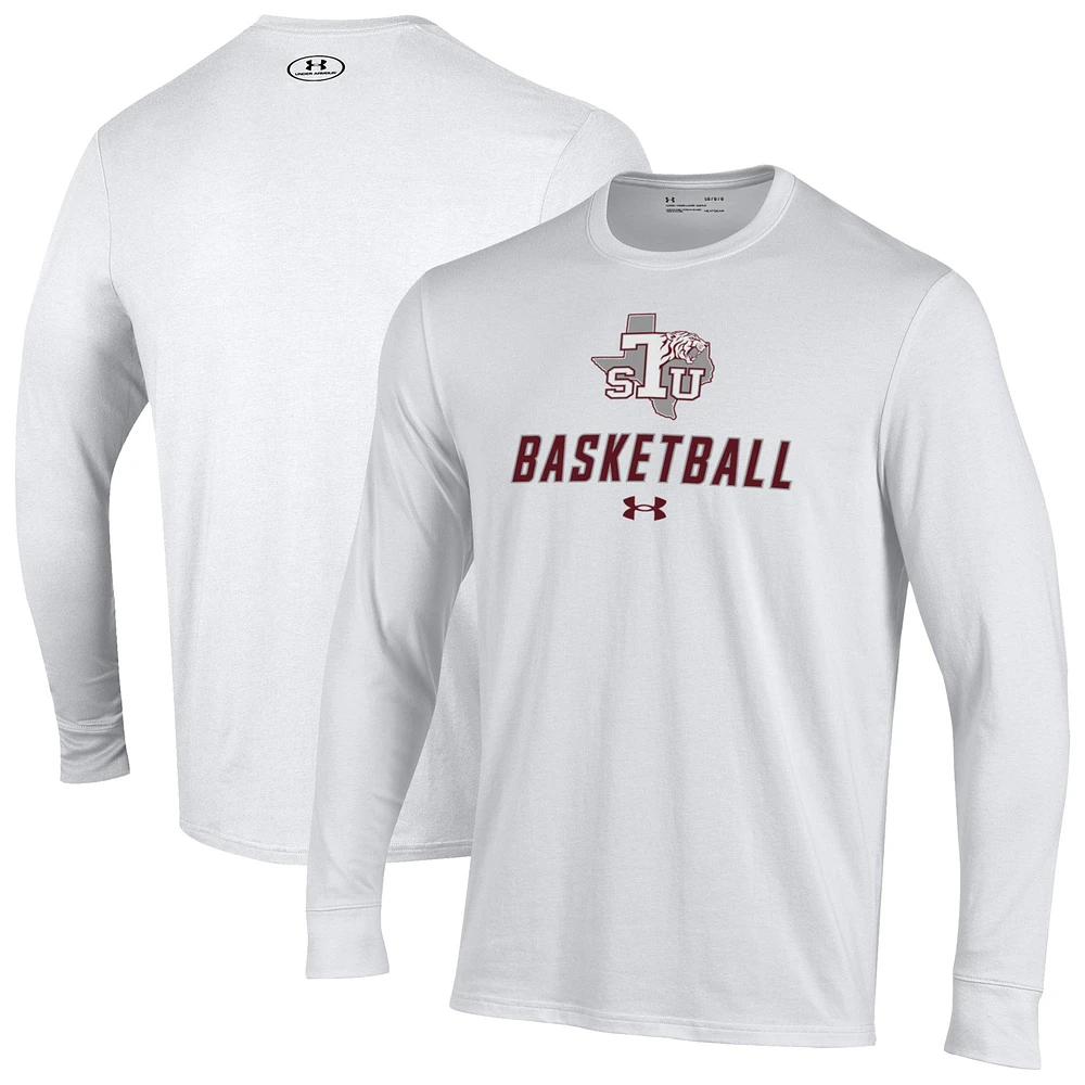 Men's Under Armour White Texas Southern Tigers Basketball Performance Long Sleeve T-Shirt