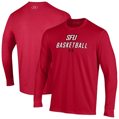 Men's Under Armour Red Saint Francis Flash Basketball Performance Long Sleeve T-Shirt