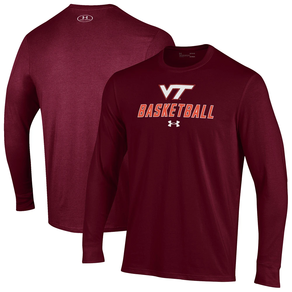 Men's Under Armour Maroon Virginia Tech Hokies Basketball Performance Long Sleeve T-Shirt