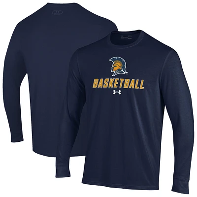 Men's Under Armour Navy UNCG Spartans Basketball Performance Long Sleeve T-Shirt