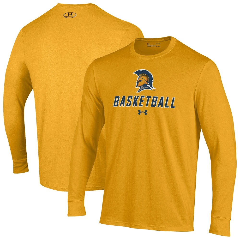 Men's Under Armour Gold UNCG Spartans Basketball Performance Long Sleeve T-Shirt