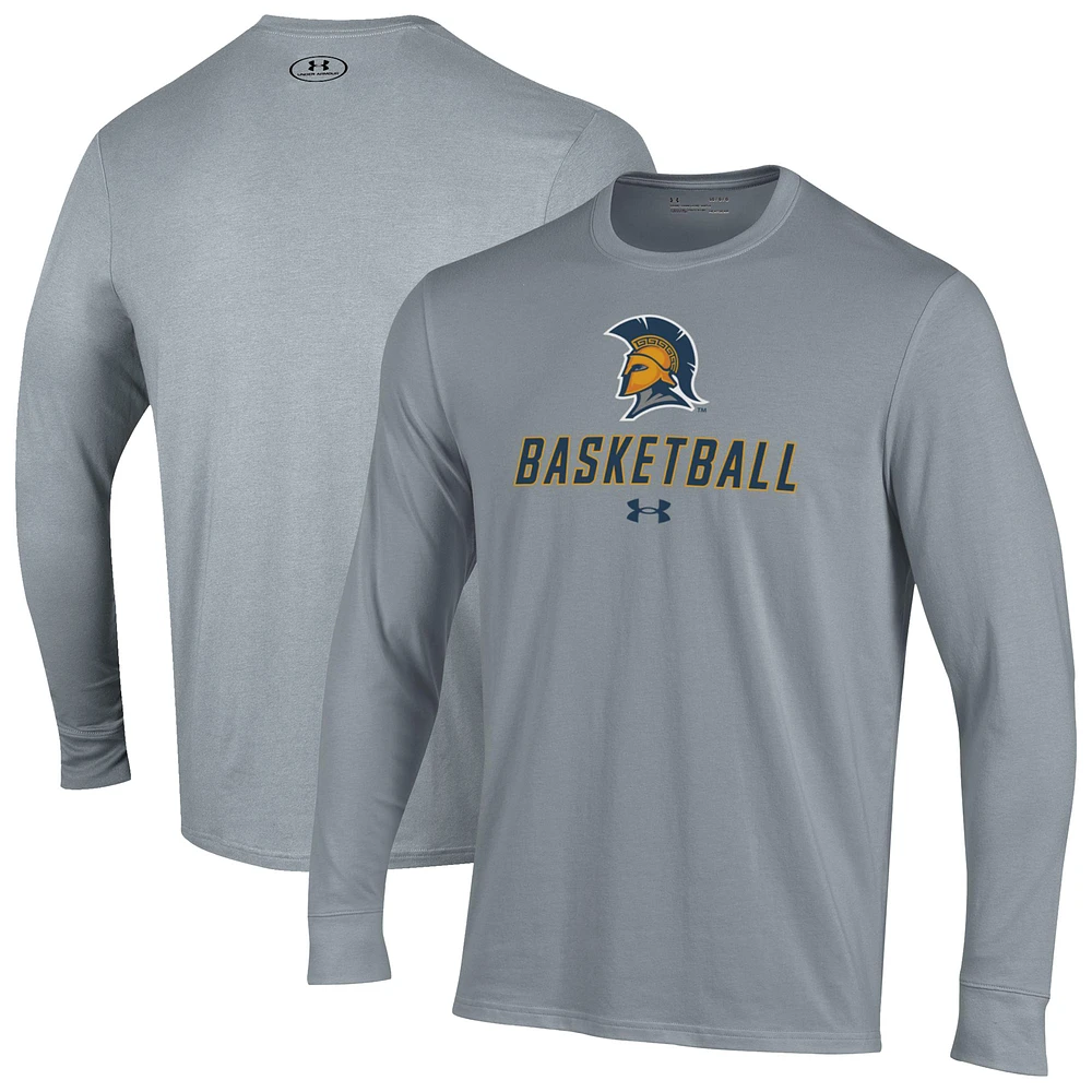 Men's Under Armour Gray UNCG Spartans Basketball Performance Long Sleeve T-Shirt