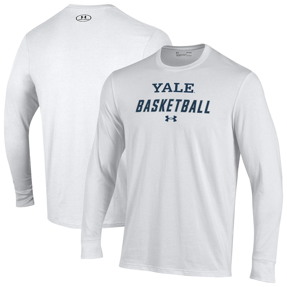 Men's Under Armour White Yale Bulldogs Basketball Performance Long Sleeve T-Shirt