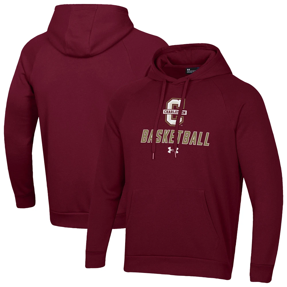 Men's Under Armour Maroon Charleston Cougars Basketball Rival Raglan Fleece Pullover Hoodie