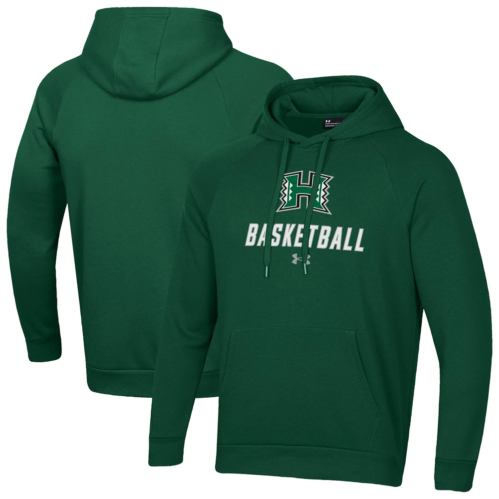 Men's Under Armour Hawaii Rainbow Warriors Basketball Rival Raglan Fleece Pullover Hoodie