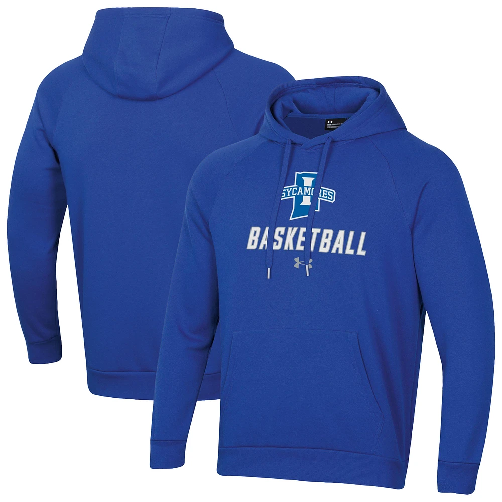Men's Under Armour Royal Indiana State Sycamores Basketball Rival Raglan Fleece Pullover Hoodie