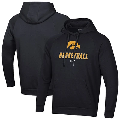 Men's Under Armour Black Iowa Hawkeyes Basketball Rival Raglan Fleece Pullover Hoodie