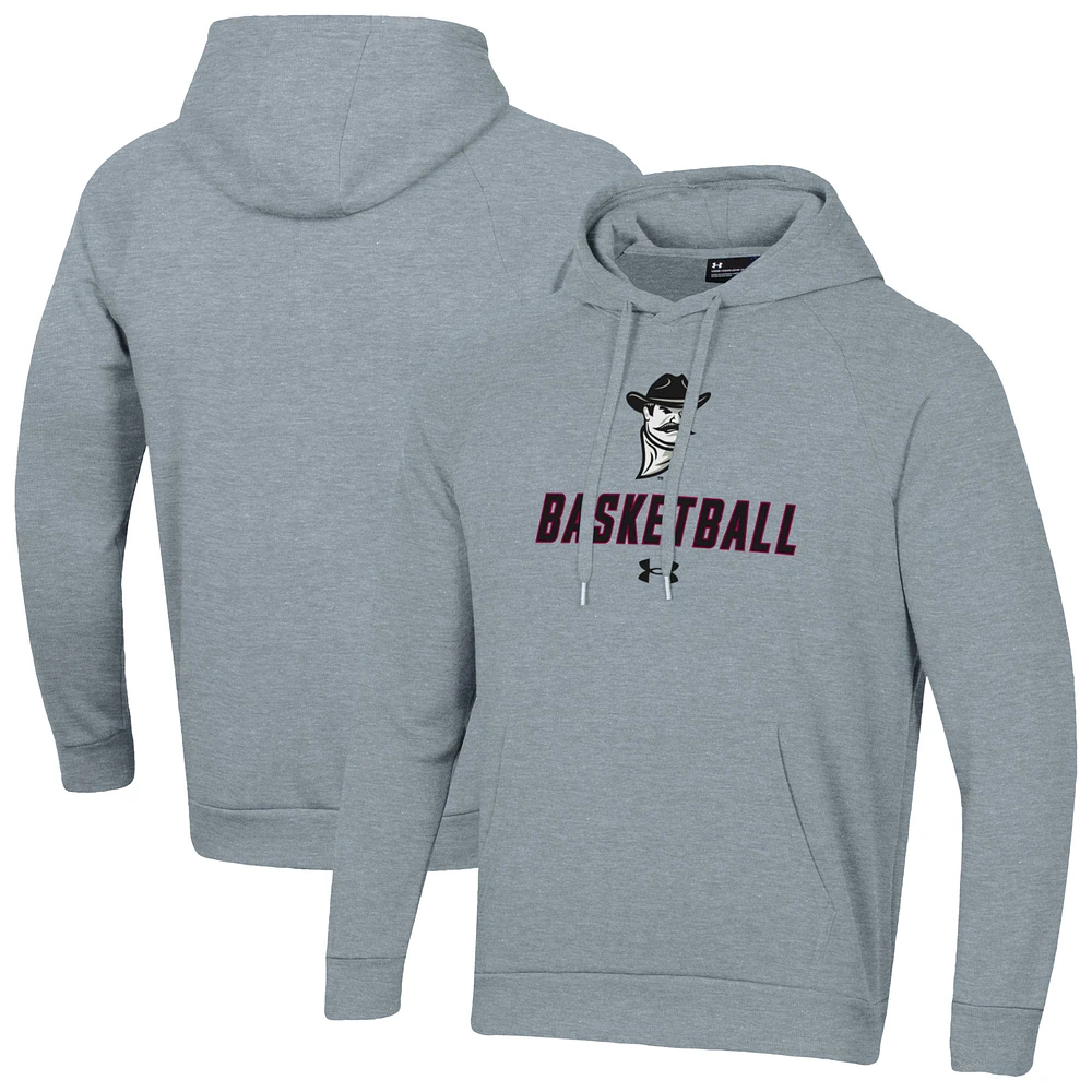 Men's Under Armour Gray New Mexico State Aggies Basketball Rival Raglan Fleece Pullover Hoodie
