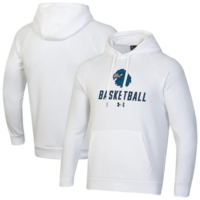 Men's Under Armour White Monmouth Hawks Basketball Rival Raglan Fleece Pullover Hoodie