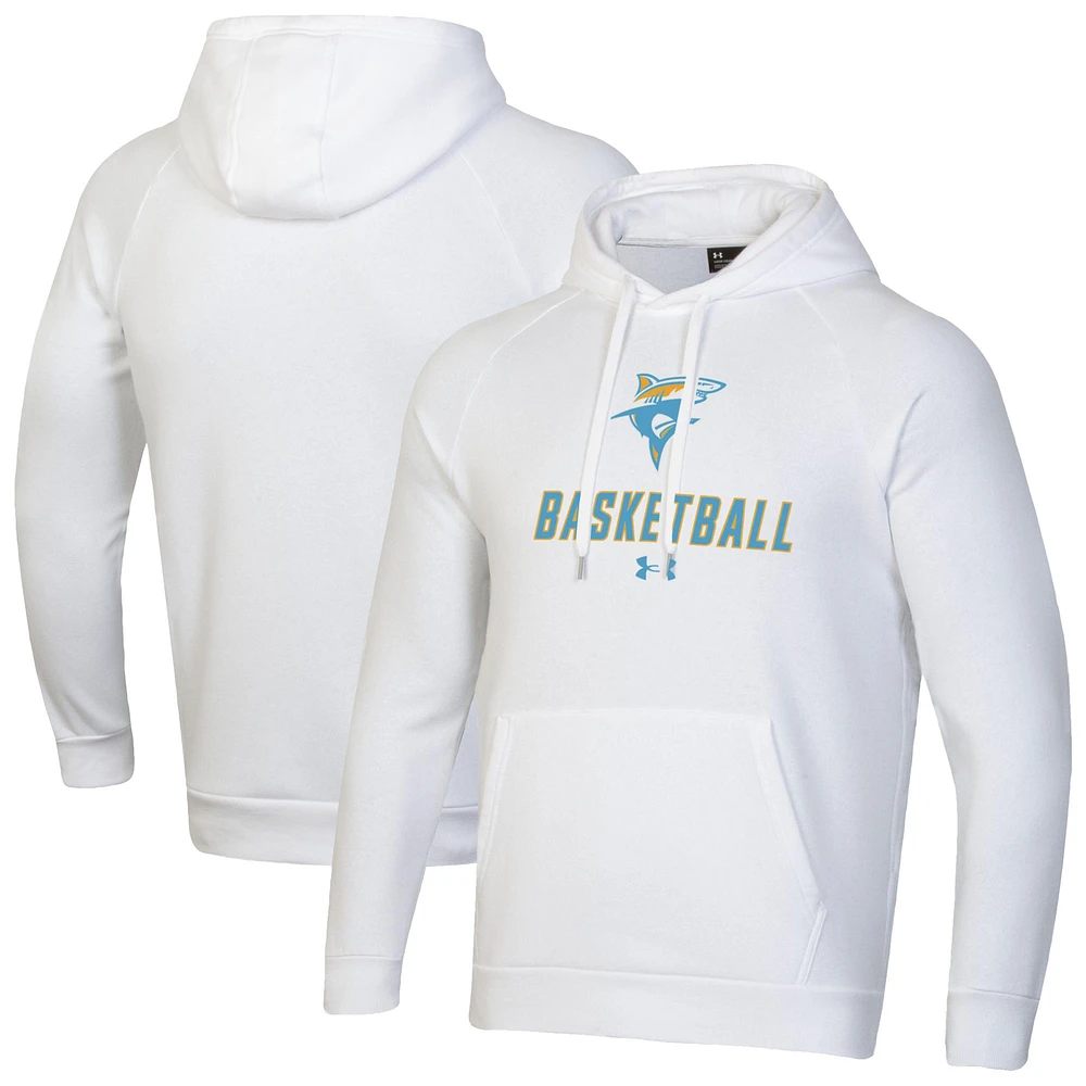 Men's Under Armour White LIU Sharks Basketball Rival Raglan Fleece Pullover Hoodie