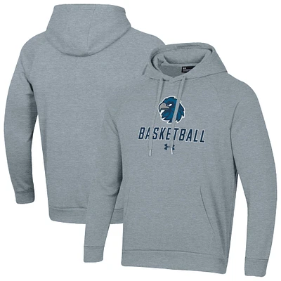 Men's Under Armour Gray Monmouth Hawks Basketball Rival Raglan Fleece Pullover Hoodie