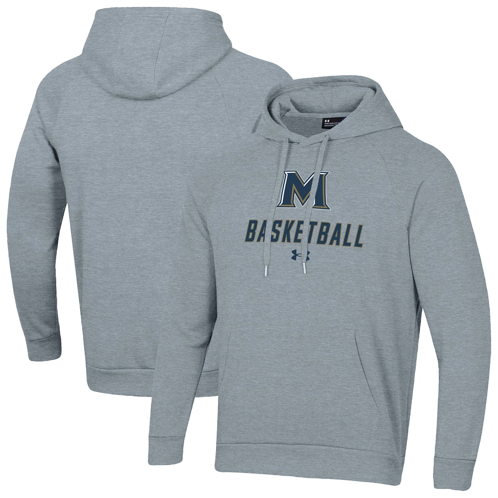 Men's Under Armour Gray Mount St. Mary's Mountaineers Basketball Rival Raglan Fleece Pullover Hoodie