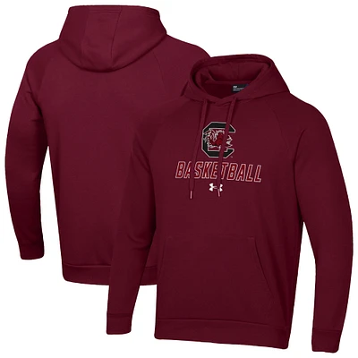 Men's Under Armour Garnet South Carolina Gamecocks Basketball Rival Raglan Fleece Pullover Hoodie