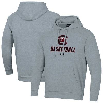 Men's Under Armour Gray South Carolina Gamecocks Basketball Rival Raglan Fleece Pullover Hoodie