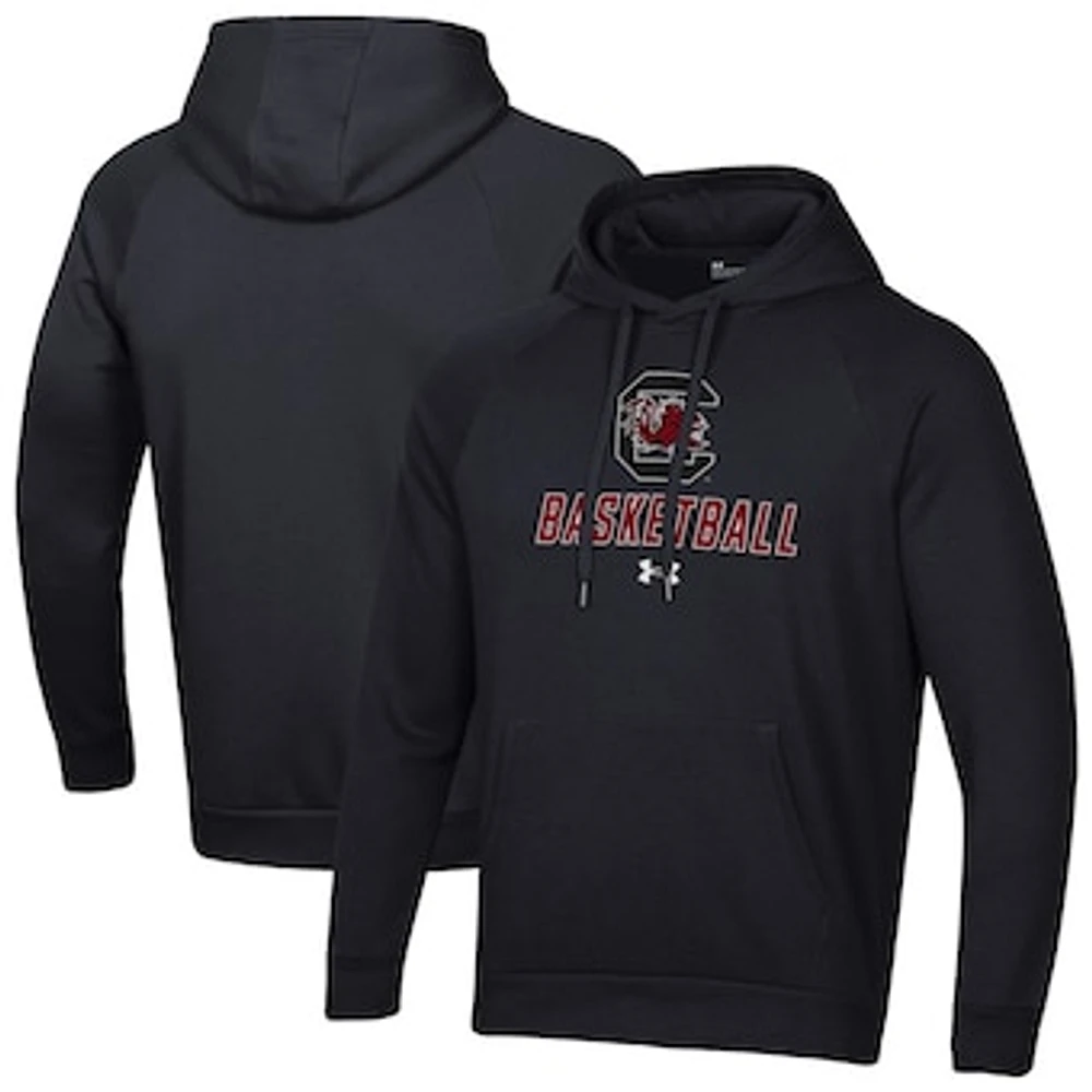 Men's Under Armour Black South Carolina Gamecocks Basketball Rival Raglan Fleece Pullover Hoodie