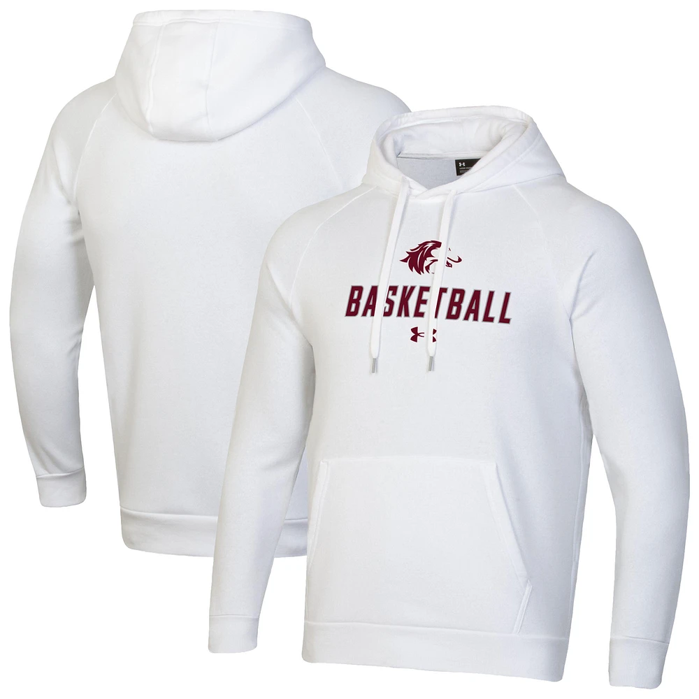 Men's Under Armour White Southern Illinois Salukis Basketball Rival Raglan Fleece Pullover Hoodie