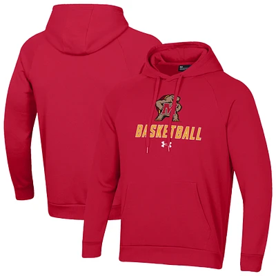Men's Under Armour Red Maryland Terrapins Basketball Rival Raglan Fleece Pullover Hoodie