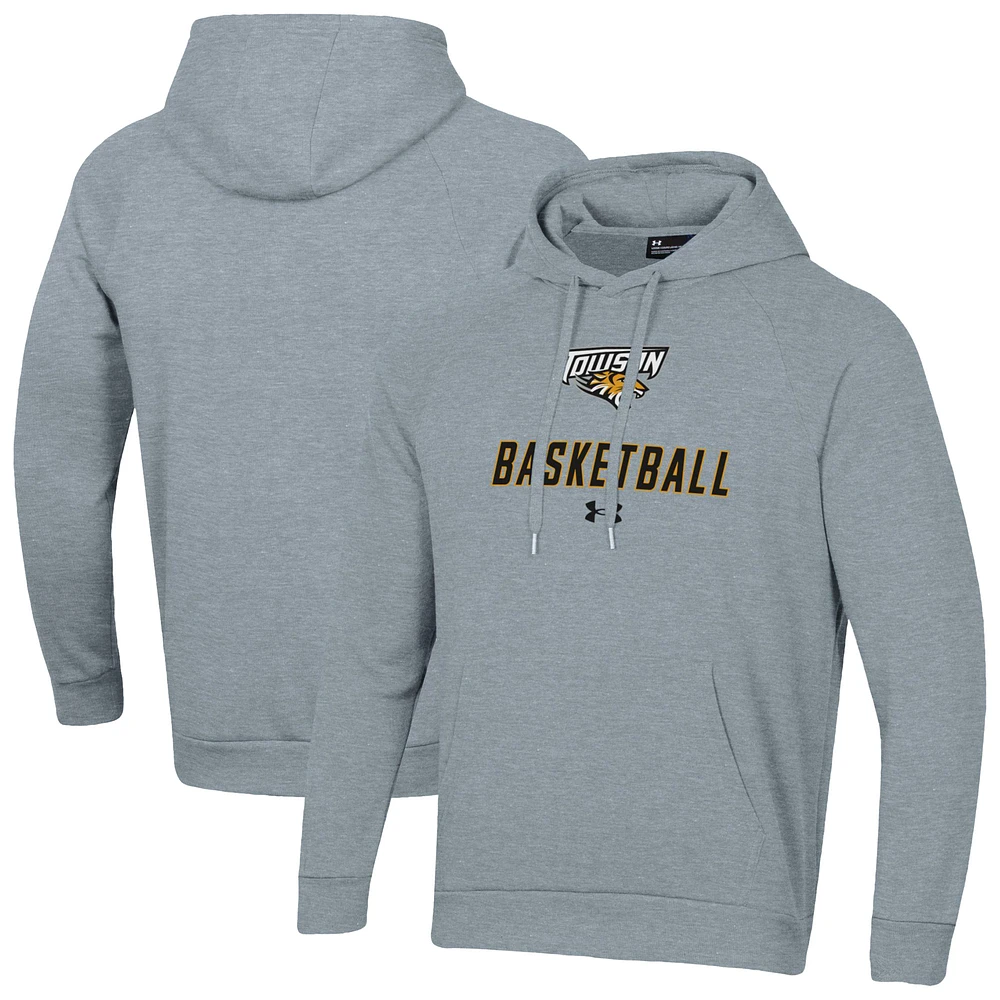 Men's Under Armour Gray Towson Tigers Basketball Rival Raglan Fleece Pullover Hoodie