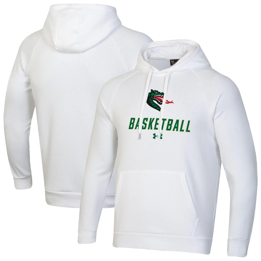 Men's Under Armour White UAB Blazers Basketball Rival Raglan Fleece Pullover Hoodie