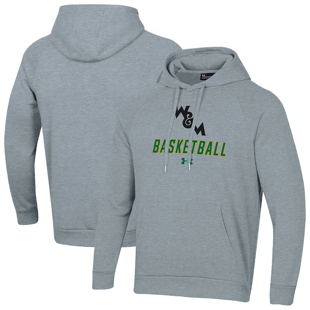 Men's Under Armour Gray William & Mary Tribe Basketball Rival Raglan Fleece Pullover Hoodie