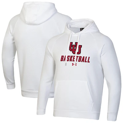 Men's Under Armour White Utah Utes Basketball Rival Raglan Fleece Pullover Hoodie