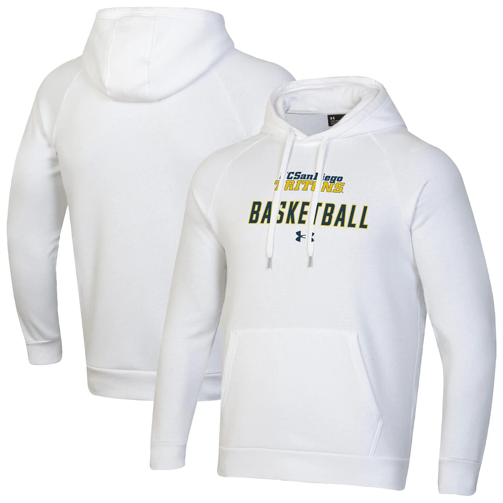Men's Under Armour White UC San Diego Tritons Basketball Rival Raglan Fleece Pullover Hoodie