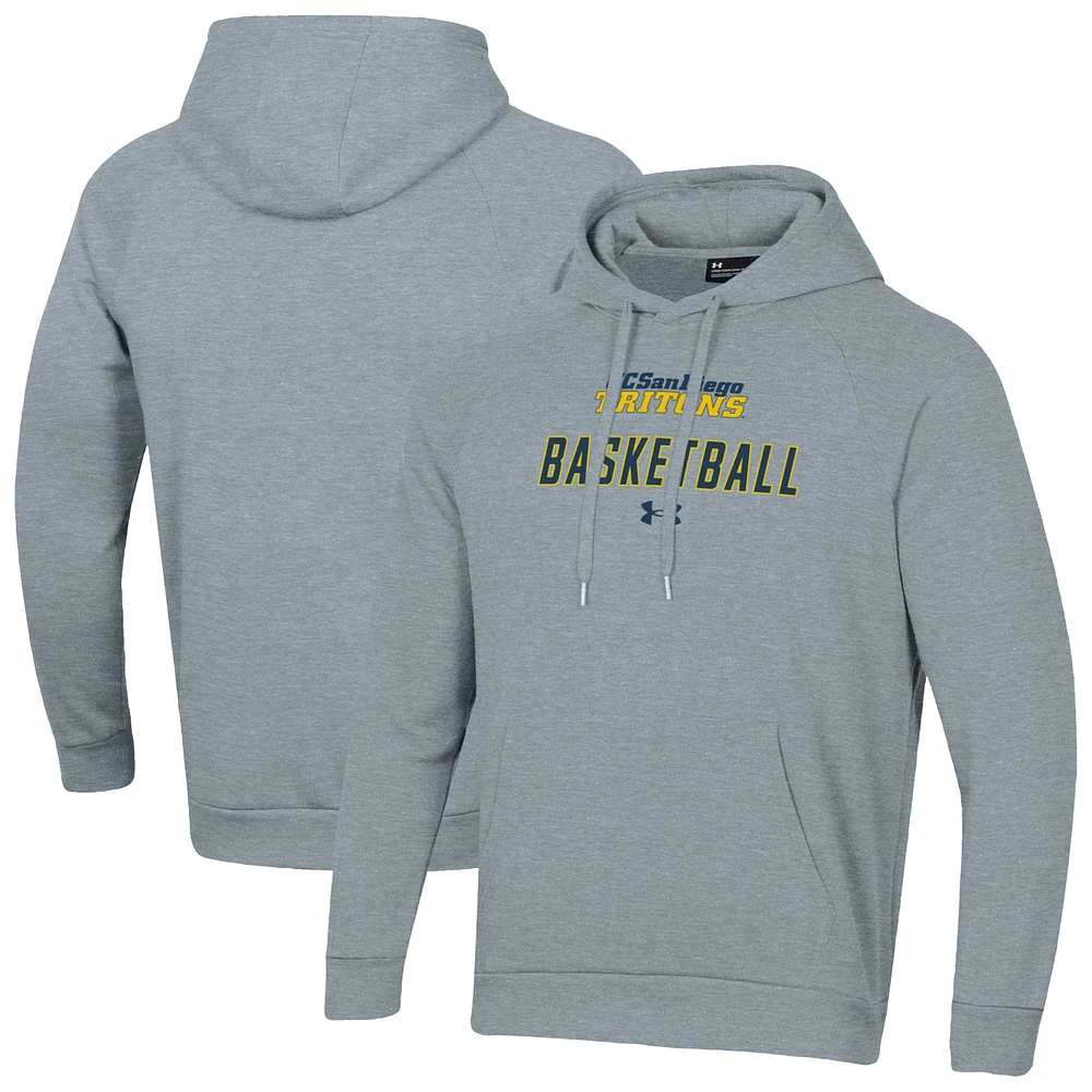 Men's Under Armour Gray UC San Diego Tritons Basketball Rival Raglan Fleece Pullover Hoodie