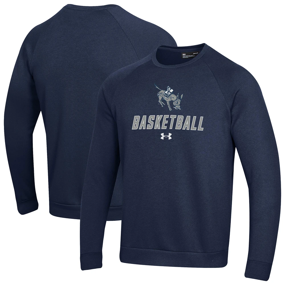 Men's Under Armour Navy Colorado School of Mines Orediggers Raglan Basketball Rival Fleece Pullover Sweatshirt